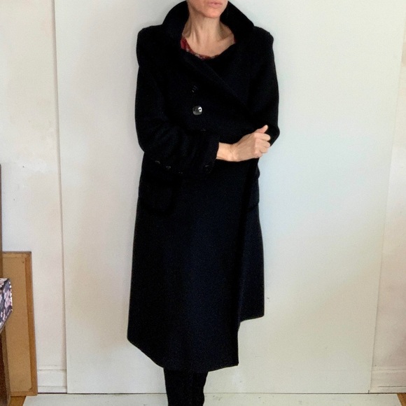 Phi Long Black Wool Coat with Pockets🌹 - Picture 7 of 12